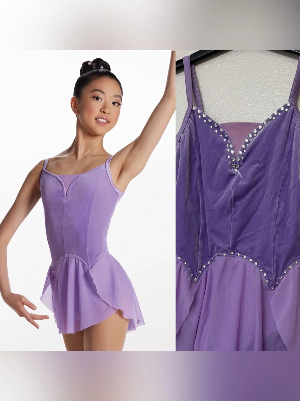 WEISSMAN solo Dance Costume lavender velvet rhinestone custom 17684 SA